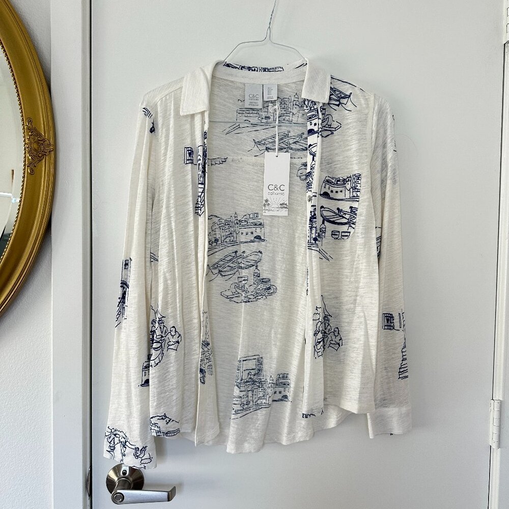 C & C California Linen Button Down Long Sleeve - Size Small - New with Tags